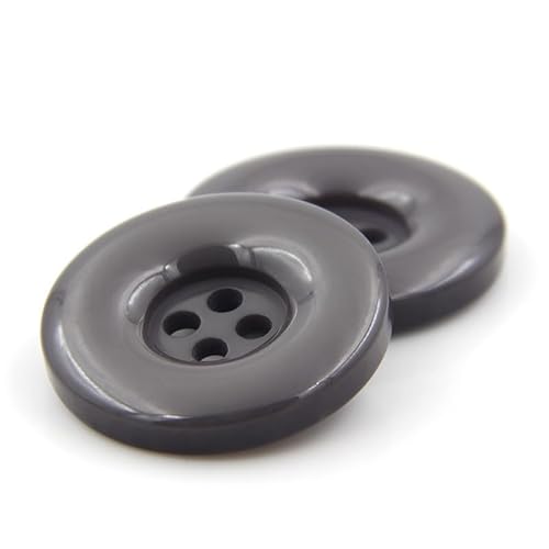 ZoTuoART Runde Harzknöpfe, 4-Loch-Flachknöpfe, Ersatzknöpfe für Mäntel, Hemden, Hosen, Kleidungszubehör, DIY-Näheien und Handwerksprojekte, Grau, 30mm(1.2''), 10Pcs von ZoTuoART