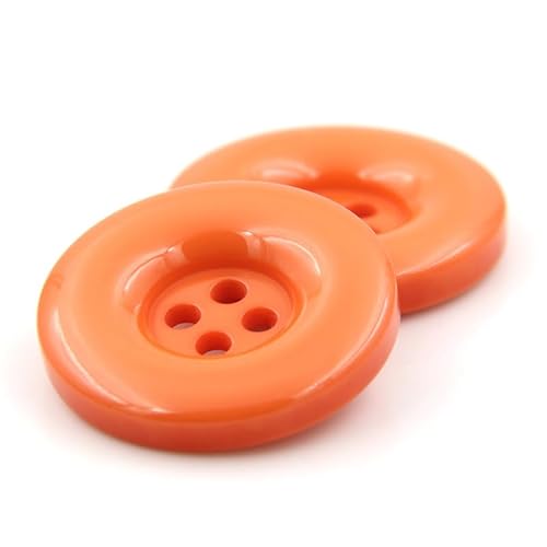 ZoTuoART Runde Harzknöpfe, 4-Loch-Flachknöpfe, Ersatzknöpfe für Mäntel, Hemden, Hosen, Kleidungszubehör, DIY-Näheien und Handwerksprojekte, Orange, 15mm(0.6''), 30Pcs von ZoTuoART