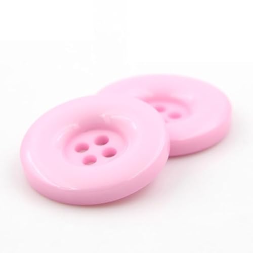 ZoTuoART Runde Harzknöpfe, 4-Loch-Flachknöpfe, Ersatzknöpfe für Mäntel, Hemden, Hosen, Kleidungszubehör, DIY-Näheien und Handwerksprojekte, Rosa, 30mm(1.2''), 10Pcs von ZoTuoART