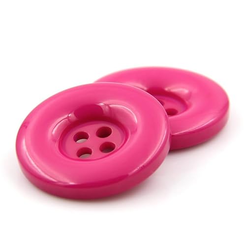 ZoTuoART Runde Harzknöpfe, 4-Loch-Flachknöpfe, Ersatzknöpfe für Mäntel, Hemden, Hosen, Kleidungszubehör, DIY-Näheien und Handwerksprojekte, Rosarot, 38mm(1.5''), 10Pcs von ZoTuoART