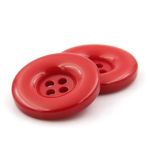 ZoTuoART Runde Harzknöpfe, 4-Loch-Flachknöpfe, Ersatzknöpfe für Mäntel, Hemden, Hosen, Kleidungszubehör, DIY-Näheien und Handwerksprojekte, Rot, 25mm(1.0''), 20Pcs von ZoTuoART