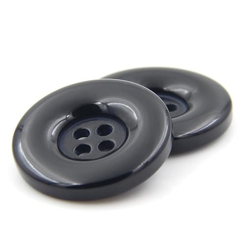 ZoTuoART Runde Harzknöpfe, 4-Loch-Flachknöpfe, Ersatzknöpfe für Mäntel, Hemden, Hosen, Kleidungszubehör, DIY-Näheien und Handwerksprojekte, Schwarz, 30mm(1.2''), 10Pcs von ZoTuoART