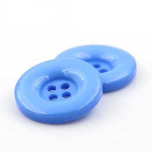 ZoTuoART Runde Harzknöpfe, 4-Loch-Flachknöpfe, Ersatzknöpfe für Mäntel, Hemden, Hosen, Kleidungszubehör, DIY-Näheien und Handwerksprojekte, Seeblau, 15mm(0.6''), 30Pcs von ZoTuoART