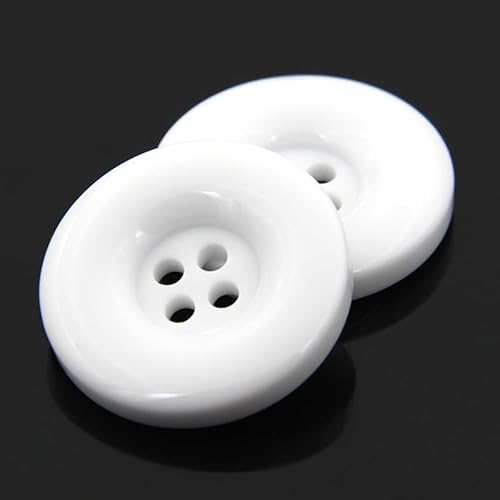 ZoTuoART Runde Harzknöpfe, 4-Loch-Flachknöpfe, Ersatzknöpfe für Mäntel, Hemden, Hosen, Kleidungszubehör, DIY-Näheien und Handwerksprojekte, Weiß, 23mm(0.9''), 20Pcs von ZoTuoART