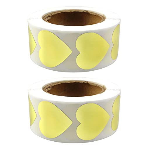 ZoZoMaiy 1000 Stück Gold Herz Aufkleber Selbstklebende Deko Herzform Aufkleber 25mm Valentinstag Herz Aufkleber Roll für Hochzeiten Valentinstag Party Scrapbook und Geschenk Dekorieren (2 Rolle) von ZoZoMaiy