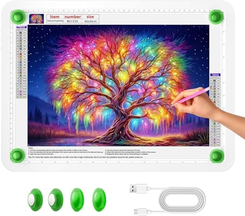 Zocelight A3 Leuchttisch,(42x34cm) Große Lichtpad, 6000 Lux Ultraheller Leuchtplatte mit Seitentasten & Magnetfunktion,3-Farben & 6 Stufige Dimmung Lichtplatten Für Diamantbilder, Skizzen(Weiß) von Zocelight