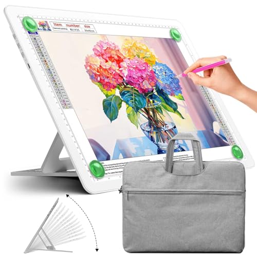 Zocelight wiederaufladbare A3 Leuchttisch mit integriertem Ständer & Tasche,Superheller Magnetschachtel light box mit physischen Tasten,diamond painting zubehör,led zeichenbrett zum Zeichnen(Weiß) Zocelight wiederaufladbare A3 Leuchttisch mit integriertem Ständer & Tasche,Superheller Magnetschachtel light box mit physischen Tasten,diamond painting zubehör,led zeichenbrett zum Zeichnen(Weiß) von Zocelight