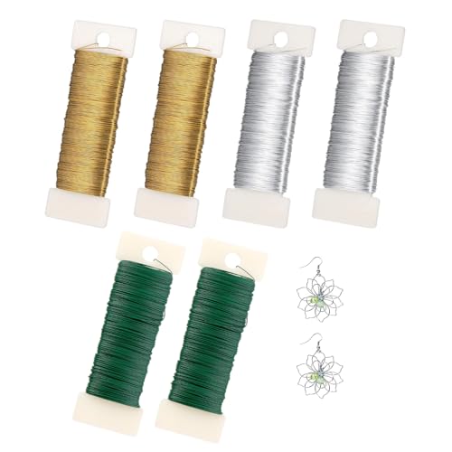 Zocipro 0,35mm x 300m Blumendraht, 6 Rollen Basteldraht Dünn Gold Grün Silber, Draht zum Basteln Draht Schmuckdraht Wickeldraht Bindedraht für Basteln Weihnachten Deko Handwerk Pflanzen Blumen von Zocipro