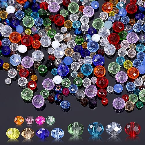 Zocipro 1000 Stück Glasperlen Zum Auffädeln,8mm/6mm/4mm Bunte Facettierte Perlen Set mit Aufbewahrungsbox,Glitzerperlen für Drahtsterne DIY Schmuckherstellung Armbänder Halskette Handwerk,12 Farben von Zocipro