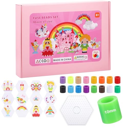 Zocipro 1200 Stück 10mm Bügelperlen Große - 16 Bunte Farben XL Maxi Steckperlen mit Bügelperlen Platten - Kreatives Bastelset Kindergeburtstag Perlenset Kinder ab 3 Jahren - Basteln Geschenk Mädchen von Zocipro