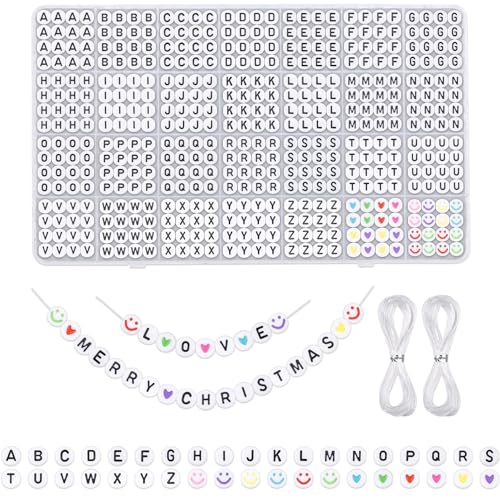 Zocipro 1500 Stück Buchstabenperlen Perlen Buchstaben,Acryl Perlen Buchstaben für Armbänder,7mm Rund Letter beads für Schmuck Machen Halsketten Schlüsselanhänger DIY Crafts,Buchstaben Perlen Set von Zocipro