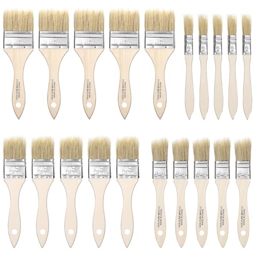 Zocipro 20 Stück Flache Pinselset, 50/35/25/15 mm Malerpinsel Profi Set mit Holzgriff, Pinsel Set Malerbedarf, Flachpinse, Lasurpinsel, LackPinsel Maler Pinselset für DIY Lack Lasur Wandfarbe Zocipro 20 Stück Flache Pinselset, 50/35/25/15 mm Malerpinsel Profi Set mit Holzgriff, Pinsel Set Malerbedarf, Flachpinse, Lasurpinsel, LackPinsel Maler Pinselset für DIY Lack Lasur Wandfarbe von Zocipro