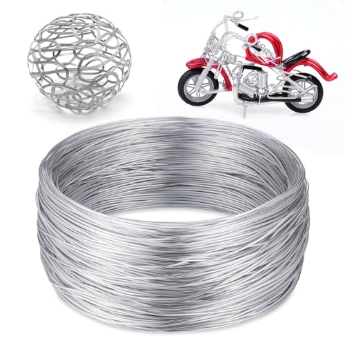 Zocipro Basteldraht 1mm x 50 m, Silberdraht, Schmuckdraht, Aluminiumdraht, Weicher & Biegsamer Draht, Draht für Schmuck, Dekoteile, DIY-Skulpturen, Kranzherstellung & Bonsai-Bäume,Silber von Zocipro