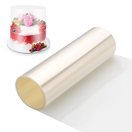 Zocipro Tortenrandfolie 20cm x 10m, Transparent Acetat Rolle Tortenfolie, Harte Torten Folie für Kuchen Schokoladenmousse Kuchen Crafting, Hoch Torten Folienrand Für Stabilisieren Dekoration von Zocipro