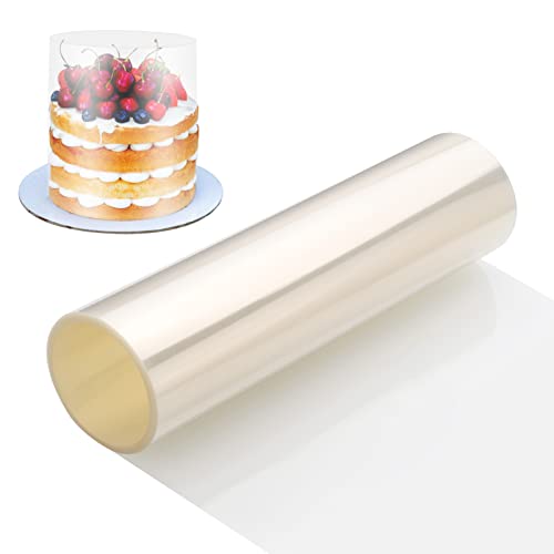 Zocipro Tortenrandfolie 30cm x 10m, Transparent Acetat Rolle Tortenfolie, Harte Torten Folie für Kuchen Schokoladenmousse Kuchen Crafting, Hoch Torten Folienrand Für Stabilisieren Dekoration von Zocipro