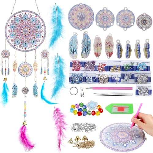 Zocipro Diamond Painting Traumfänger,Traumfänger Bastelset Kinder, Diamond Painting Traumfänger Geschenk Mädchen 5-6-8-11 Jahre,Windspiele Geschenkideen Sonnenfänger Basteln Fenster Kinderzimmer Deko von Zocipro