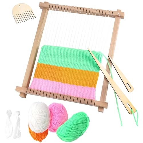 Zocipro Webrahmen für Kinder, 24 x 28 cm Webbrett Groß für kinder ab 4 5 6 7 8 9 10 Jahre, Holz Weben Set mit Nadel, Kamm, weißer Faden, Knäuel aus farbiger Farbverlaufswolle Zocipro Webrahmen für Kinder, 24 x 28 cm Webbrett Groß für kinder ab 4 5 6 7 8 9 10 Jahre, Holz Weben Set mit Nadel, Kamm, weißer Faden, Knäuel aus farbiger Farbverlaufswolle von Zocipro
