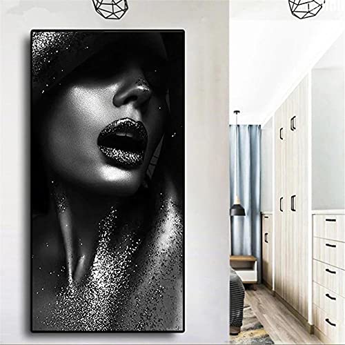 Diamond Painting Schwarze sexy Frau,5D Diamond Painting Set,Diamant Painting Bilder Groß, DIY Diamant Malerei Erwachsene & Kinder,Diamant Kunst Handwerk für Heimdekor Wand 50x100cm/20x39in von Zocunzi