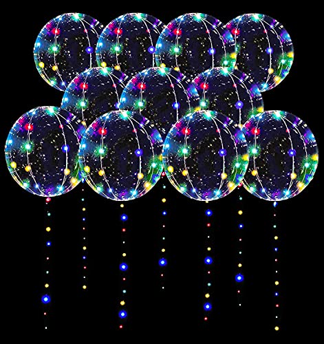 Zodight 10 Stück LED Ballons Leuchtende Luftballons, Transparente Helium Luftballons mit Lichterketten für Geburtstag Hochzeit Valentinstag Party Dekor (Bunt) von Zodight