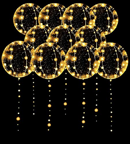 Zodight 10 Stück LED Ballons Leuchtende Luftballons, Transparente Helium Luftballons mit Lichterketten für Geburtstag Hochzeit Valentinstag Party Dekor (Warmweiß) von Zodight