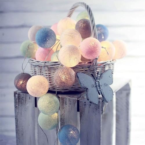 Ciskotu Lichterketten Inne Batterie, 3.8M Lichterkette Lampions 20 LED, Cotton Ball Lichterkette Kugeln für Kinderzimmer Weihnachten Party Garten Terrasse(Mehrfarbig) Ciskotu Lichterketten Inne Batterie, 3.8M Lichterkette Lampions 20 LED, Cotton Ball Lichterkette Kugeln für Kinderzimmer Weihnachten Party Garten Terrasse(Mehrfarbig) von Ciskotu