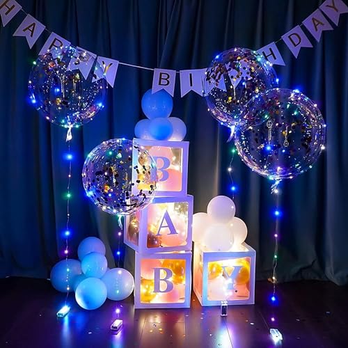 Zodight 10 Pack Leuchtende Luftballons, Bobo Helium Ballons LED Luftballons Konfetti drin, 24 Zoll Klare Luftballon mit Lichterketten für Geburtstag Hochzeit Valentinstag Party Dekor（Farbe） von Zodight