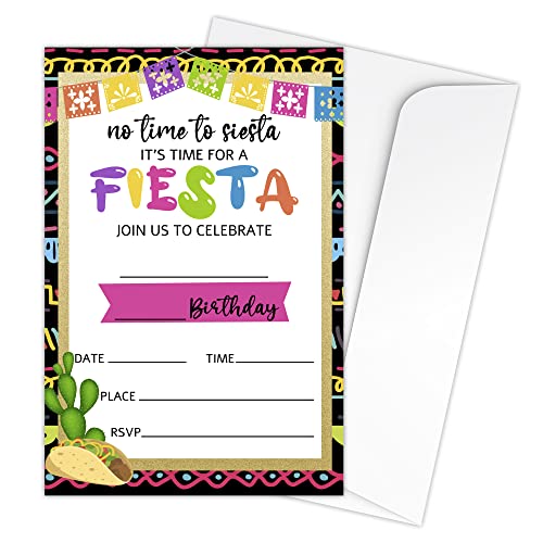 Zodvery Einladungskarten für mexikanische Fiesta, Taco-Kaktus-Partyzubehör für Kinder, Jungen oder Mädchen, 20 Einladungen zum Ausfüllen und 20 Umschläge, 14 Stück Zodvery Einladungskarten für mexikanische Fiesta, Taco-Kaktus-Partyzubehör für Kinder, Jungen oder Mädchen, 20 Einladungen zum Ausfüllen und 20 Umschläge, 14 Stück von Zodvery