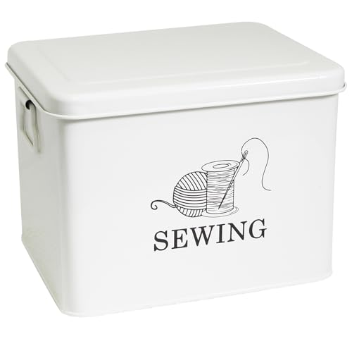 Nähkästchen Nähkoffer für Handarbeit -Mit herausnehmbaren Tabletts nähbox -Metall Handarbeitskorb Sortierbar organisiert Nähzube nähzubehör für nähmaschine Nähset Sewing box für Hause Reise -weiß von ZoeQide