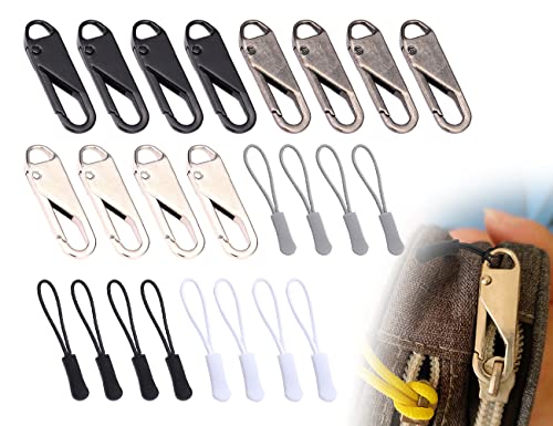 12 Stück Metall Reißverschluss Zipper mit 12 Stück Nylon Reissverschluss Zipper, 24 Stück Reissverschluss Reparatur Set, für Handtasche Bekleidungsjacken Koffer Hosen Jeans Gepäck(Drei Farben) von ZoeTekway