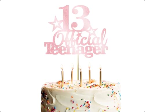 ZoeTekway 13.Geburtstag Tortendeko,13th Official Teenager Glitzer Mädchen Jungen Birthday Kuchen Dekoration,verwendet für Partys,Geschäftsveranstaltungen,Desserts(Roségold) von ZoeTekway