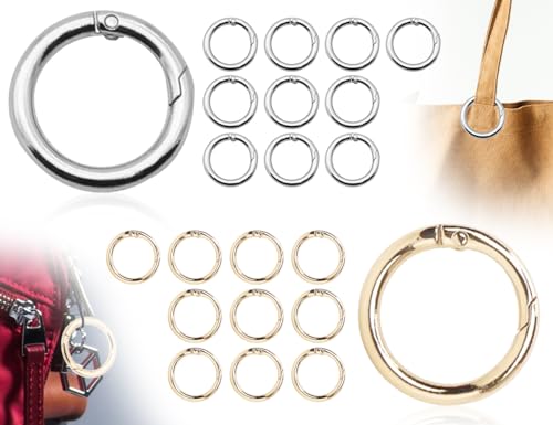 ZoeTekway 20 Stück Runde Karabiner, Gold und Silber Legierung Feder O Ring, Rundkarabiner Schlüsselring Schlüsselbund(Außendurchmesser 20 mm) von ZoeTekway