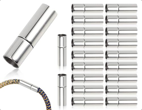 ZoeTekway 20 Stück Schnur Endkappen Kettenverschluss Schnalle schieben Paracord Verschlüsse für Armbänder Schmuckherstellung(4 mm,Silber) von ZoeTekway