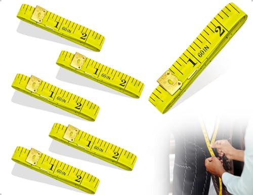 ZoeTekway 5 Stück Maßband,Doppelseitige Flexible Universal Schneidermaßband mit Knopf,verwendet für Haushalte Schneider Handwerker Länge,Brust,Taille(Gelb) von ZoeTekway