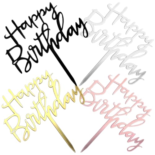 ZoeTekway Happy Birthday Tortendeko, Cake Topper Geburtstag, Acryl Tortendeko Geburtstag, Cupcake Topper (8, 4 Farben Satz 1) von ZoeTekway