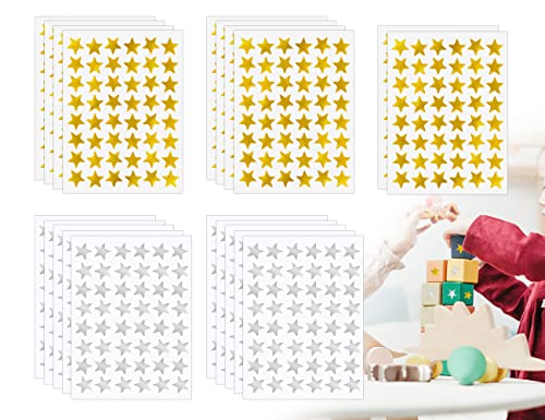 ZoeTekway 960 Stück Aufkleber Sterne Belohnungssticker Sterne Aufkleber Sterne Zum Aufkleben für Kinder Belohnung Schüler Lehrer Sterne Sticker (Gold und Silber) von ZoeTekway