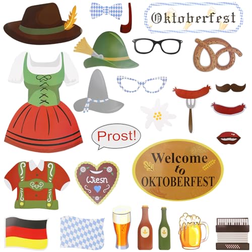 26 Stuck Foto Requisiten Party Deko für Karneval, Oktoberfest Photo Booth Props Lustige Bayrisch Fotorequisiten Booth Requisiten Bayrische Deko Party Aktivität Okotberfest Fotoaccessoires von ZoeWei