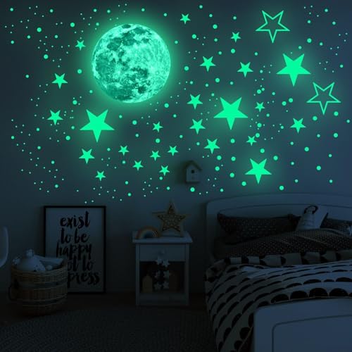 435 Stück fluoreszierende selbstklebende Cartoon-Aufkleber, leuchtende Sterne, Mond, Planet, Weltraum, Wandaufkleber, Aufkleber, Kinderzimmer, Dekoration 435 Stück fluoreszierende selbstklebende Cartoon-Aufkleber, leuchtende Sterne, Mond, Planet, Weltraum, Wandaufkleber, Aufkleber, Kinderzimmer, Dekoration von Zoegneer