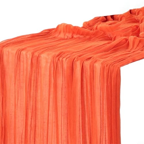 Einzigartige, handgefärbte Gaze-Stoff-Tischdecke für rustikale Dekoration bei Feiern wie Hochzeiten und Versammlungen, 90 x 400 cm, Orange Einzigartige, handgefärbte Gaze-Stoff-Tischdecke für rustikale Dekoration bei Feiern wie Hochzeiten und Versammlungen, 90 x 400 cm, Orange von Zoegneer