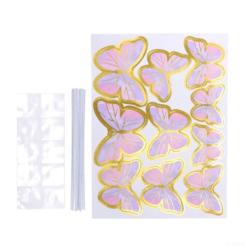 Zoegneer 10 Stück goldgeprägte 3D-Draht-Kuchenaufsätze, elegante Dekoration für Hochzeit, Geburtstag, Babyparty, Backen, Cupcakes, 10 x 10 x 2 cm (Farbe) von Zoegneer