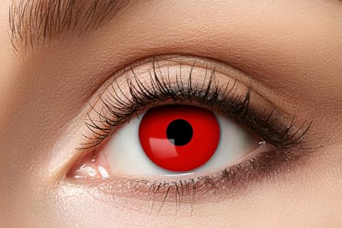 Zoelibat Eyecatcher 84027541-029 - Farbige UV-Kontaktlinsen, 1 Paar, für 12 Monate, Neon Rot, leuchtend, Karneval, Fasching, Halloween von Zoelibat
