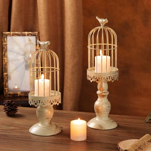 Birdcage Kerzenhalter, Vintage VogelkäfigEinrichtung, Einrichtungative Hochzeit Kerzen Mittelstücke für Schlafzimmer Restauranttische Haus (L) von Zoeyilan