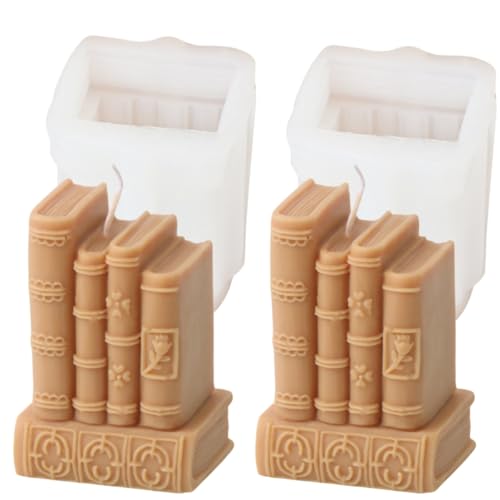 Silikonform für Buchkerzen, zum Selbermachen, Bücherregal, Silikonform, Harz, Aromatherapie, Gips, Zement, Duftseife, Heimdekoration, handgefertigte Geschenke (Buchkerzenform, 4) von Zohuyar