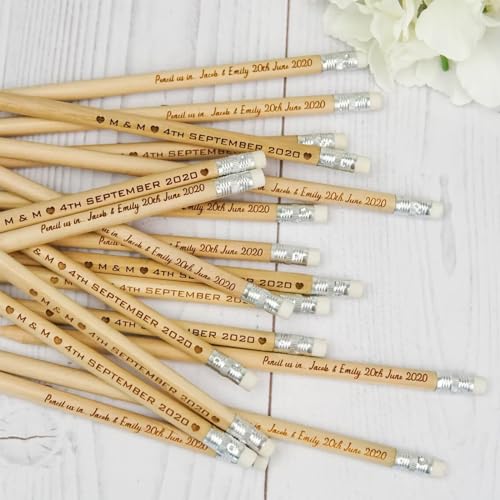 Holzstifte, personalisierbar, mit Radiergummi, Hochzeitsgeschenk, personalisierbar, 70 Stück Holzstifte, personalisierbar, mit Radiergummi, Hochzeitsgeschenk, personalisierbar, 70 Stück von ZoikoM