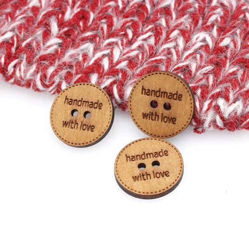 Individuelle Holzanhänger für handgefertigte Gegenstände, personalisierte Holzetiketten zum Stricken, handgefertigte gravierte Holzanhänger, Logo-Markenetiketten, Nähen (braune Farbe, Knopf) von ZoikoM