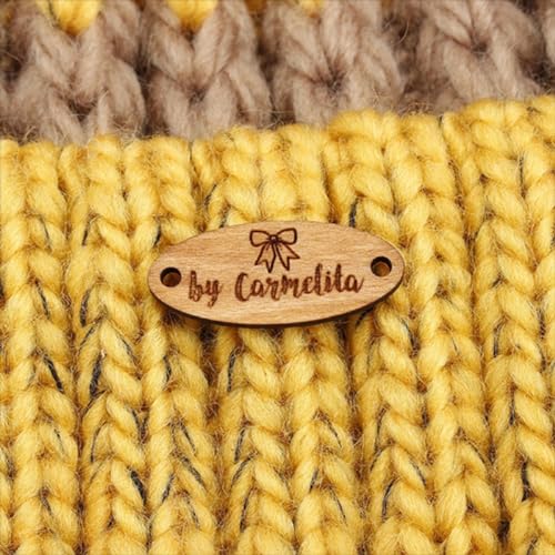 Individuelle Holzknöpfe, gestrickte und gehäkelte Artikel, Knöpfe, individueller Text, Nähen, personalisierte genähte Etiketten (oval, Primärfarbe) von ZoikoM