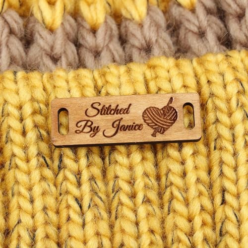 Individuelle Holzknöpfe, gestrickte und gehäkelte Artikel, Knöpfe, individueller Text, Nähen, personalisierte genähte Etiketten (rechteckig, Primärfarbe) von ZoikoM