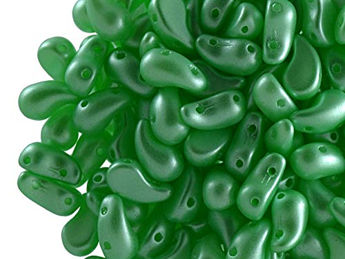20stk ZoliDuo® Linke Version Perlen - Tschechisch Gepresste Glasperlen in der Form Einer Teardrop 5x8mm mit Zwei Löchern, Alabaster Pastel Light Green von ZoliDuo Beads