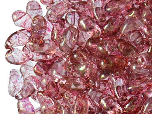 20stk ZoliDuo® Linke Version Perlen - Tschechisch Gepresste Glasperlen in der Form Einer Teardrop 5x8mm mit Zwei Löchern, Crystal Red Terracotta von ZoliDuo Beads
