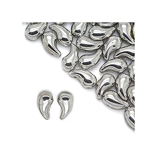 24 stk ZoliDuo Tschechische 2-Loch-Glasperlen, Kristall/Silber - Halbbeschichtung, 5x8mm - Richtige Variante (ZOLIDUO Czech 2-hole glass beads, crystal/silver - half coating, right version) von ZoliDuo Beads