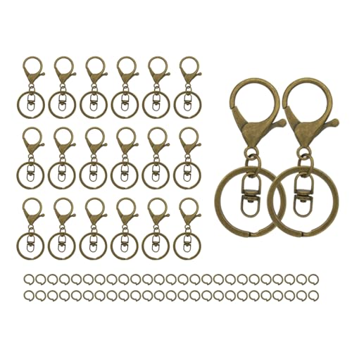 20 Sets bronzefarbene Karabinerverschlüsse mit flachem Spaltring mit doppelendigem Drehhaken und 50 offenen Binderingen für Bastelarbeiten, Schmuckherstellung 20 Sets bronzefarbene Karabinerverschlüsse mit flachem Spaltring mit doppelendigem Drehhaken und 50 offenen Binderingen für Bastelarbeiten, Schmuckherstellung von ZoloAJay